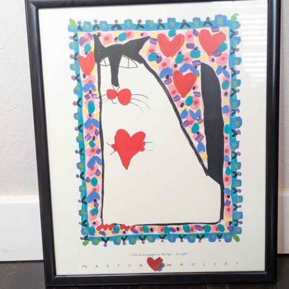 Martha Wahlert "I Like to Kiss People on the Lips... at Night" Framed Cat Print - Picture 3 of 10
